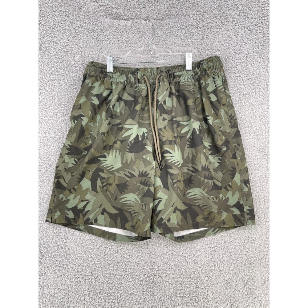 Goodfellow Mens Size Medium Palm Tree Camouflage Board Shorts Drawstring Elastic
